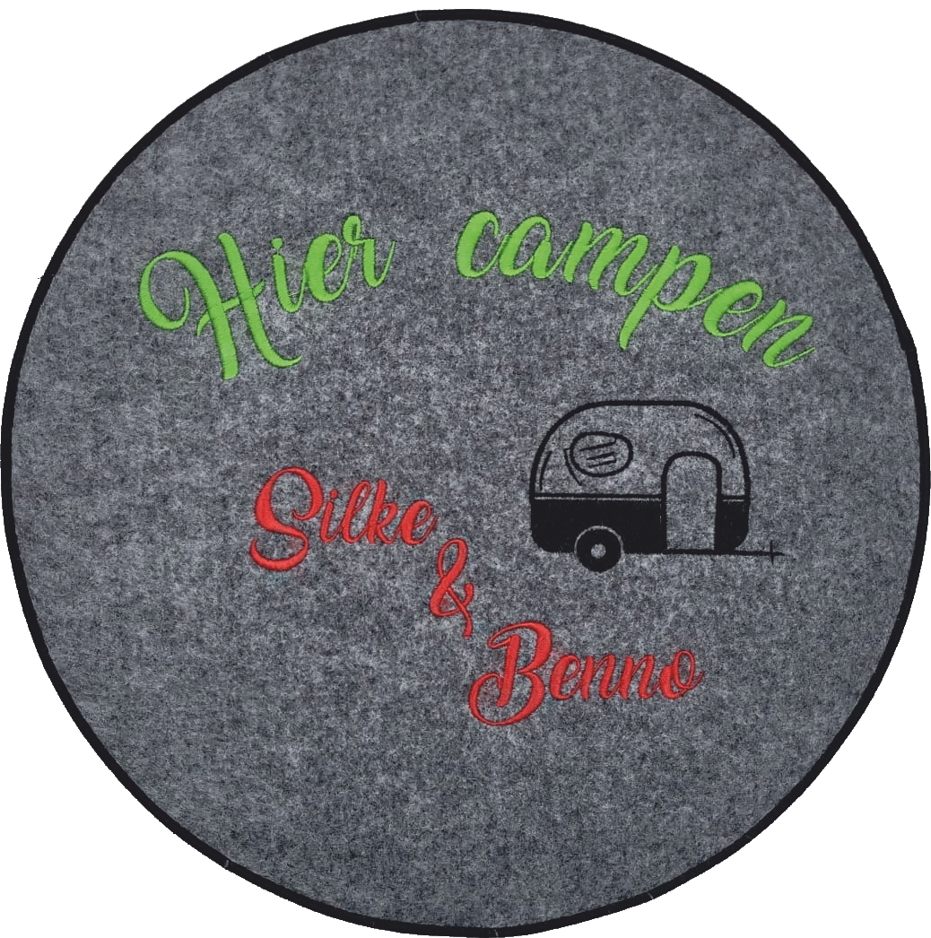 Personalisierte Filzauflagen mit Wohnwagen