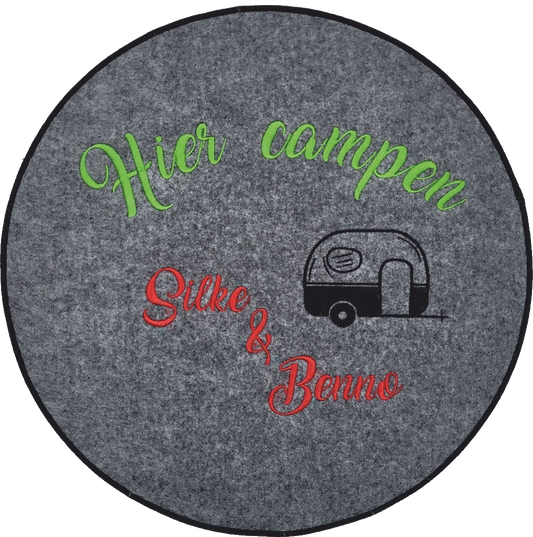 Personalisierte Filzauflagen mit Wohnwagen